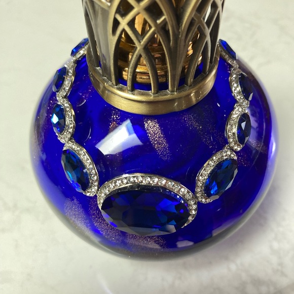 Sapphire bracelet 9 varied size Oval dark sapphire 203 round clear crystals 9”L - Picture 5 of 7